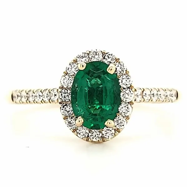 14k Yellow Gold Emerald And Diamond Halo Ring Quality Gem LLC Bethel, CT