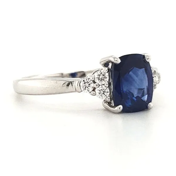 14K White Gold Ceylon Sapphire and Diamond Ring Image 2 Quality Gem LLC Bethel, CT