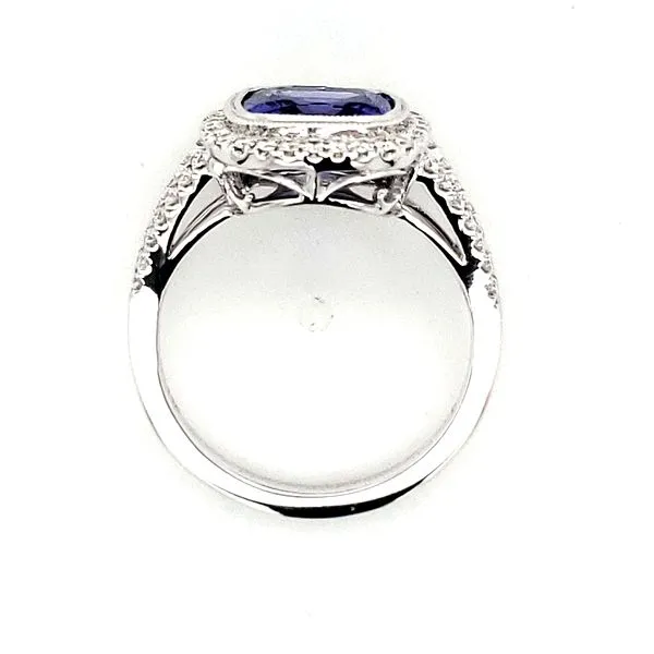 14K White Gold Tanzanite and Diamond Halo Ring Size 6.5 Image 4 Quality Gem LLC Bethel, CT