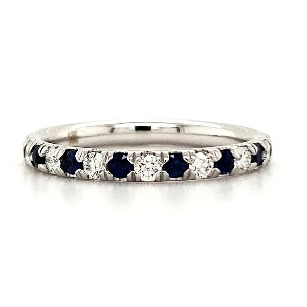 14K White Gold Sapphire and Diamond Band Ring Size 6.5 Quality Gem LLC Bethel, CT