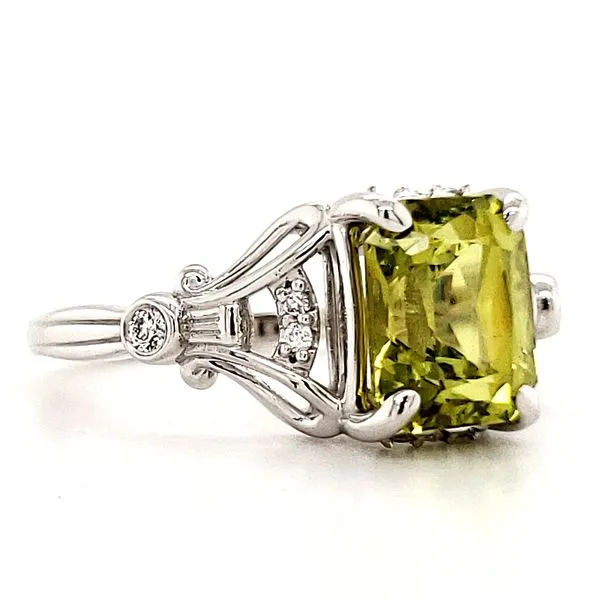 14K White Gold Chrysoberyl and Diamond Ring Size 6.75 Image 2 Quality Gem LLC Bethel, CT