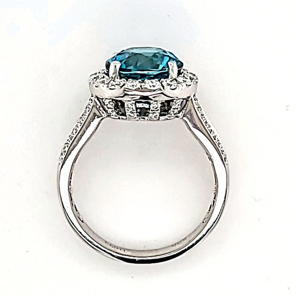 14K White Gold Blue Zircon & Diamond Ring Image 3 Quality Gem LLC Bethel, CT