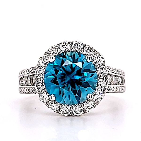 14K White Gold Blue Zircon & Diamond Ring Quality Gem LLC Bethel, CT