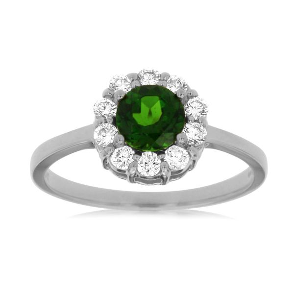 14K White Gold Chrome Diopside and Diamond Halo Ring Size 6.5 Quality Gem LLC Bethel, CT