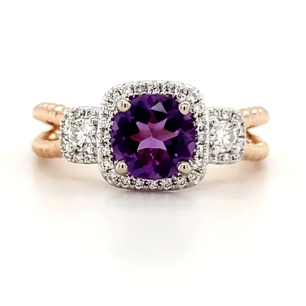 14K Rose and White Amethyst and Diamond Ring Size 6 Quality Gem LLC Bethel, CT
