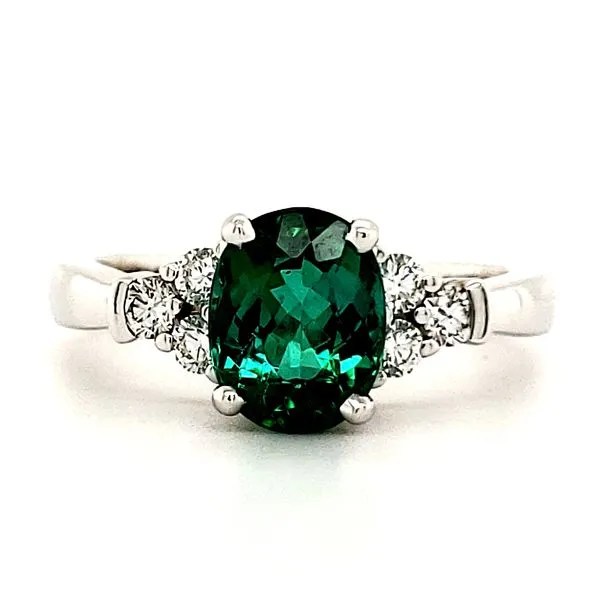 14K White Gold Green Tourmaline and Diamond Ring Size 6.75 Quality Gem LLC Bethel, CT