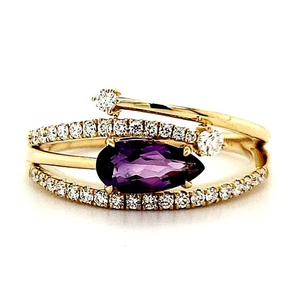 14K Yellow Gold Amethyst and Diamond ring Size 6.5 Quality Gem LLC Bethel, CT