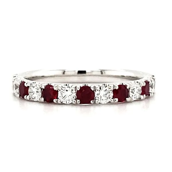 14K White Gold Ruby and Diamond Band Size 6.5 Quality Gem LLC Bethel, CT