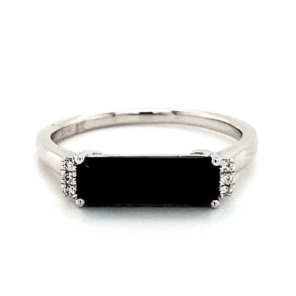 14K White Gold Black Agate and Diamond Ring Size 6.75 Quality Gem LLC Bethel, CT