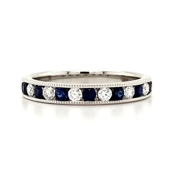 14K White Gold Sapphire and Diamond Channel Set Band Size 6.5 Quality Gem LLC Bethel, CT