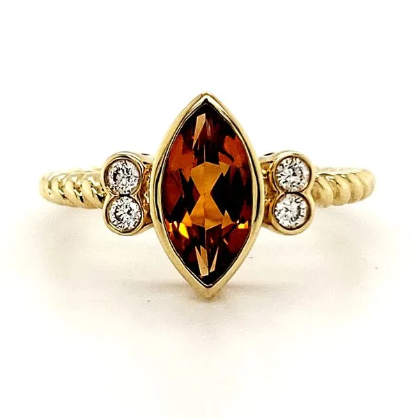 14K Yellow Gold Citrine and Diamond Ring Size 6.75 Quality Gem LLC Bethel, CT