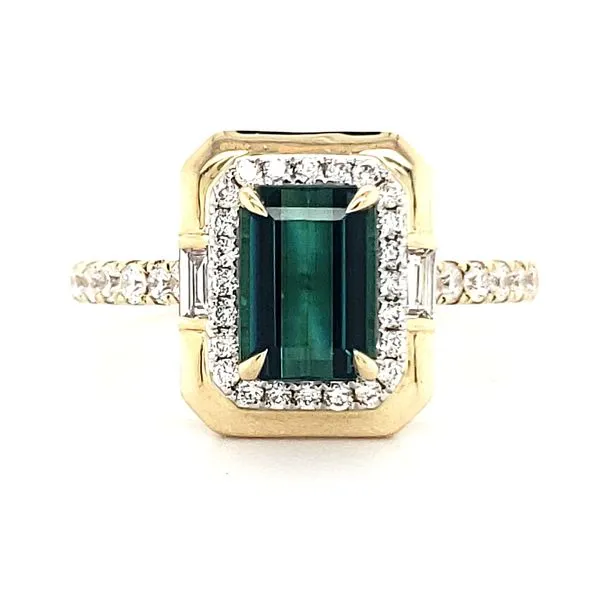 14K Two Tone Teal Tourmaline and Diamond Ring Size 6.5 Quality Gem LLC Bethel, CT