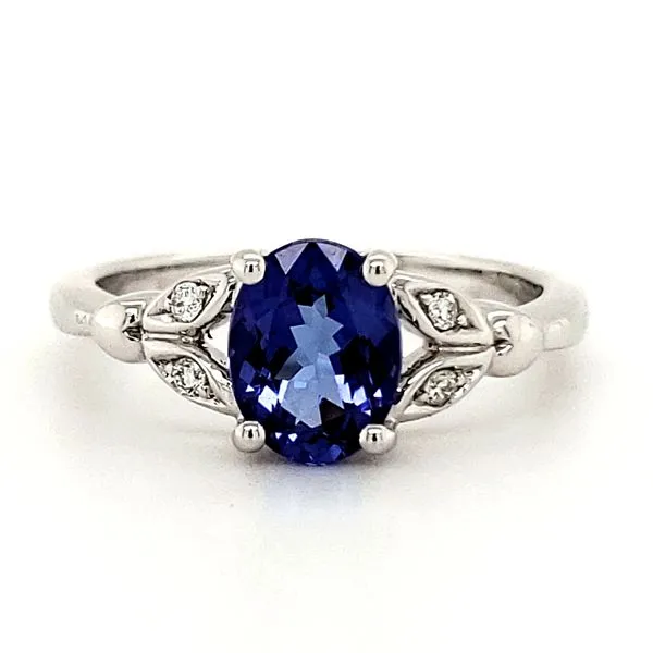 14K White Gold Tanzanite and Diamond Ring Size 6.5 Quality Gem LLC Bethel, CT
