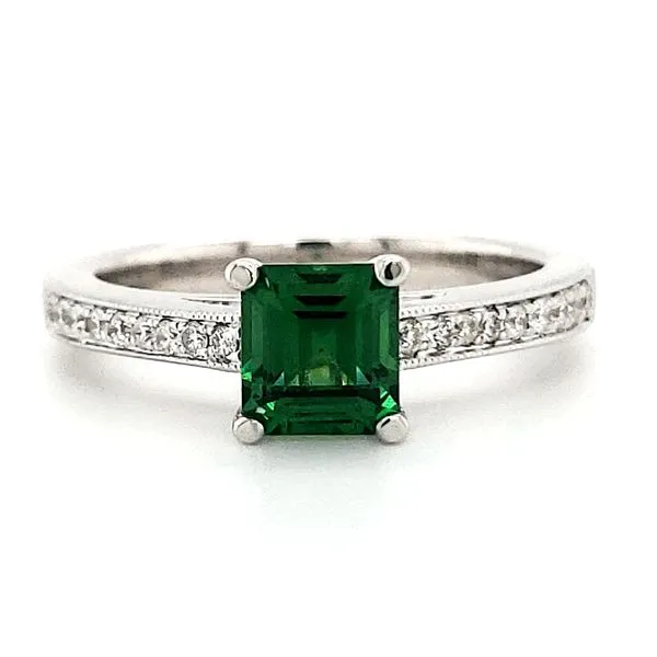 14K White Gold Tsavorite Garnet and Diamond Ring Size 6.5 Quality Gem LLC Bethel, CT