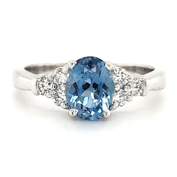 14K White Gold Aquamarine and Diamond Ring Size 6.75 Quality Gem LLC Bethel, CT
