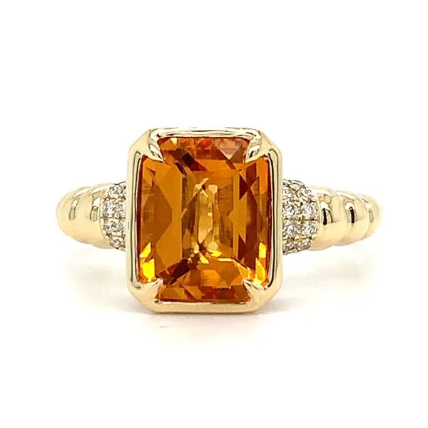 14K Yellow Gold Citrine and Diamond Ring Size 6.5 Quality Gem LLC Bethel, CT