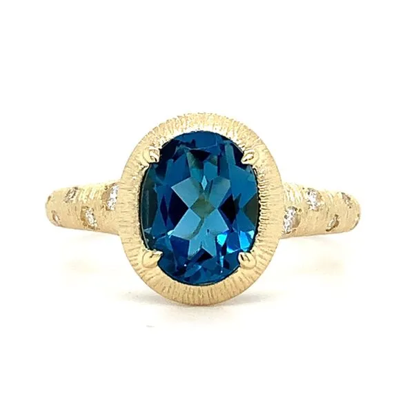 14K Yellow Gold London Blue Topaz and Diamond Ring Size 6.75 Quality Gem LLC Bethel, CT