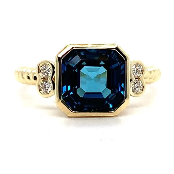 14K Yellow Gold London Blue Topaz and Diamond Ring Size 6.75 Quality Gem LLC Bethel, CT