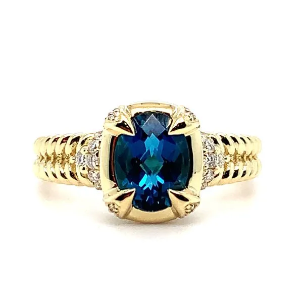 14K Yellow Gold London Blue Topaz and Diamond Ring Size 6.75 Quality Gem LLC Bethel, CT