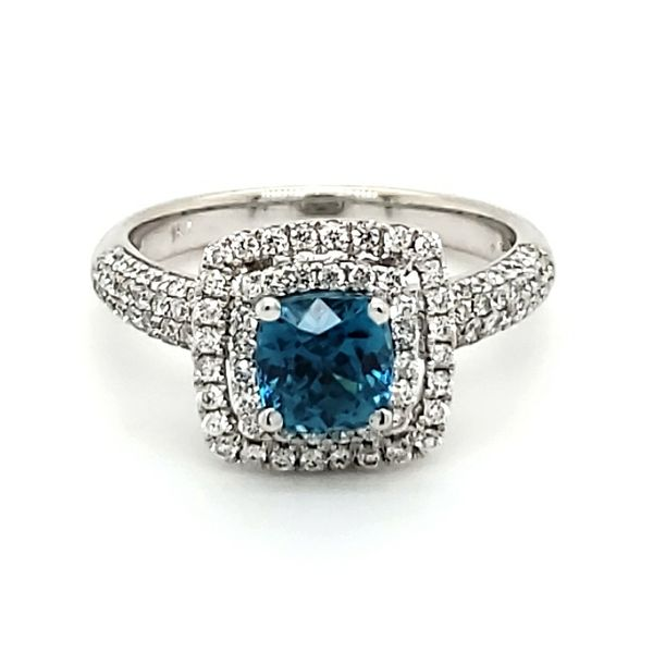 18K White Gold Blue Zircon & Diamond Ring Quality Gem LLC Bethel, CT
