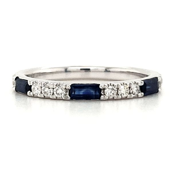 14K White Gold Sapphire and Diamond Dot Dot Dash Ring Size 6 Quality Gem LLC Bethel, CT