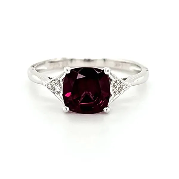 14K White Gold Rhodolite Garnet and Diamond Ring Size 7 Quality Gem LLC Bethel, CT