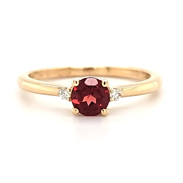 14K Yellow Gold Garnet and Diamond 3 Stone Ring Size 6.75 Quality Gem LLC Bethel, CT