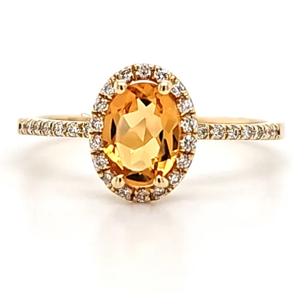 14K Yellow Gold Citrine and Diamond Oval Halo Ring Size 6.75 Quality Gem LLC Bethel, CT