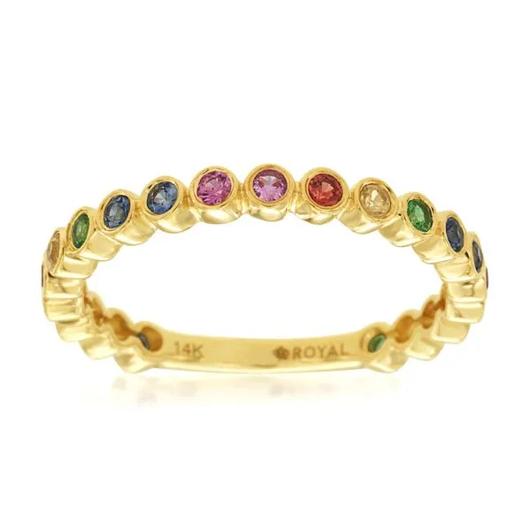14K Yellow Gold Multicolor Sapphire Ring Size 7 Quality Gem LLC Bethel, CT