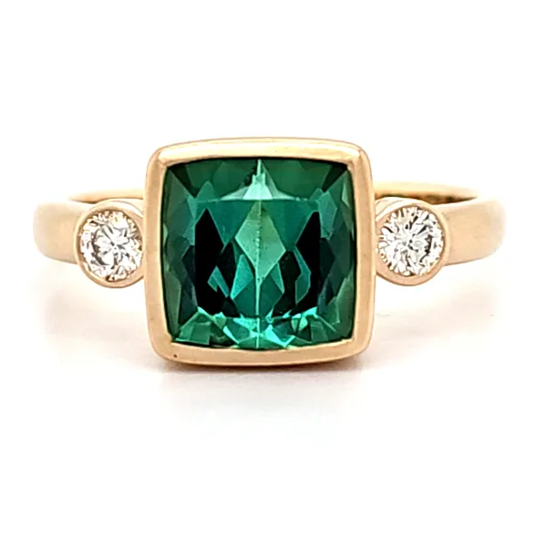14K Yellow Gold Green Tourmaline and Diamond Ring Size 6.5 Quality Gem LLC Bethel, CT