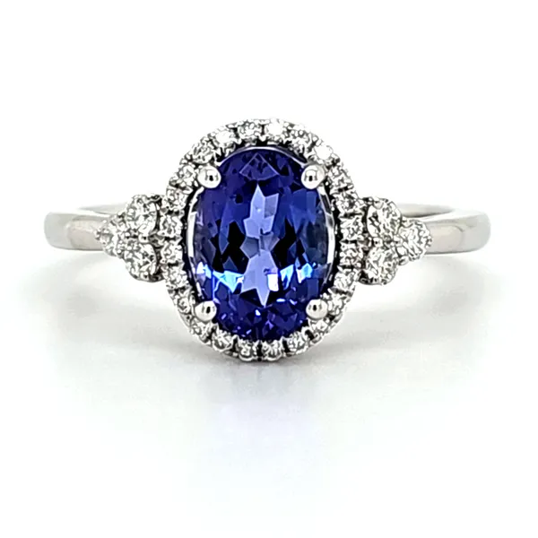 14K White Gold Tanzanite and Diamond Halo Ring Size 6.5 Quality Gem LLC Bethel, CT