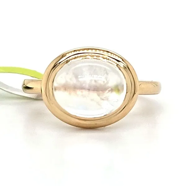 14K Yellow Gold East West Moonstone Bezel Ring Size 6.75 Quality Gem LLC Bethel, CT