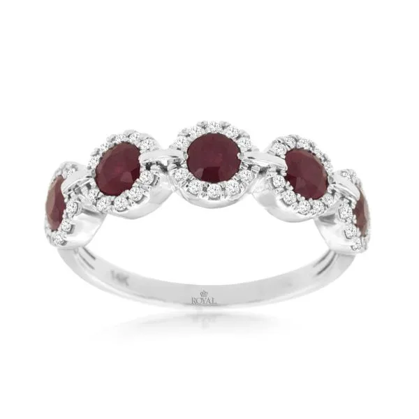 14K White Gold Ruby and Diamond Halo Ring Size 7 Quality Gem LLC Bethel, CT