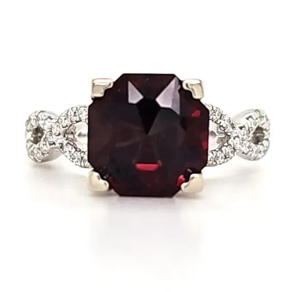 14K White Gold Garnet and Diamond Infinity Ring Size 6 Quality Gem LLC Bethel, CT