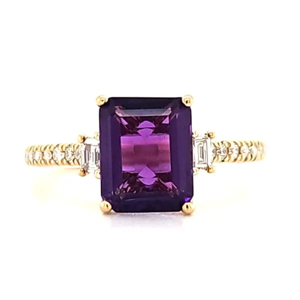 14K Yellow Gold Amethyst and Diamond Ring Size 6.75 Quality Gem LLC Bethel, CT