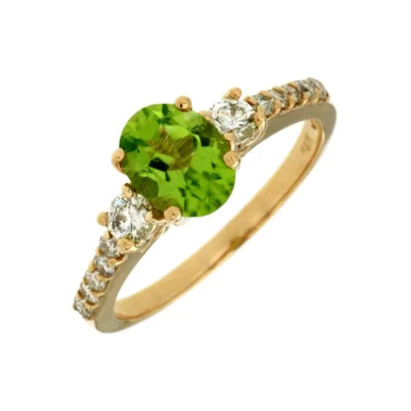 14K Yellow Gold Peridot and Diamond Ring Size 7.25 Quality Gem LLC Bethel, CT
