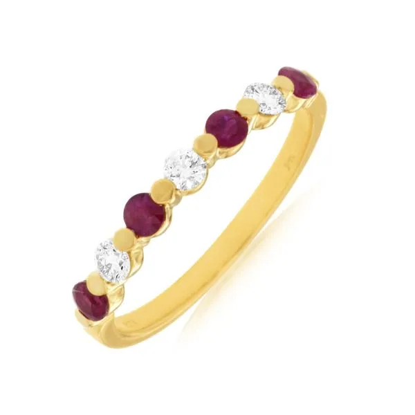 14K Yellow Gold Ruby and Diamond Band Size 7.25 Quality Gem LLC Bethel, CT