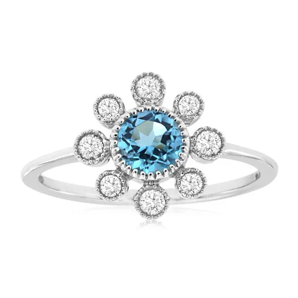 14K White Gold Blue Topaz and Diamond Ring Size 7 Quality Gem LLC Bethel, CT