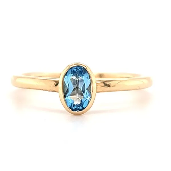 14K Yellow Gold Blue Topaz Bezel Ring Size 6.5 Quality Gem LLC Bethel, CT