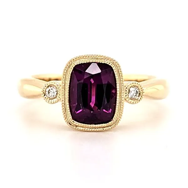 14K Yellow Gold Purple Garnet and Diamond Ring Size 6.5 Quality Gem LLC Bethel, CT