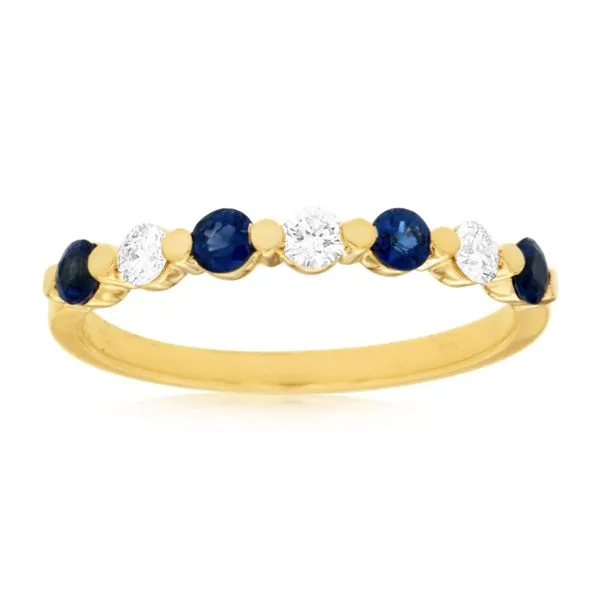 14K Yellow Gold Alternating Sapphire and Diamond Ring Size 7.5 Quality Gem LLC Bethel, CT