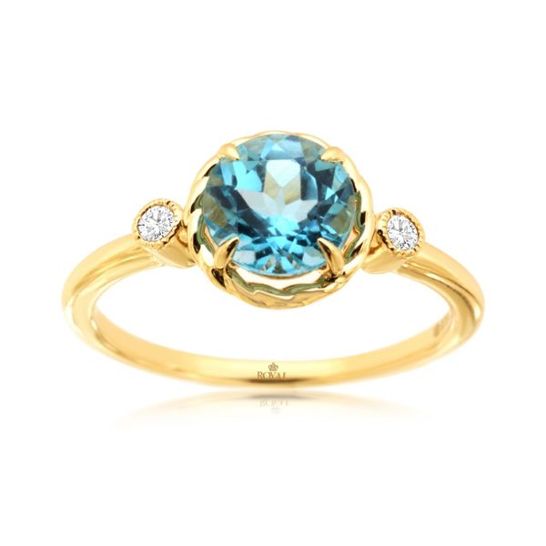 14K Yellow Gold Blue Topaz and Diamond Ring Size 6.75 Quality Gem LLC Bethel, CT