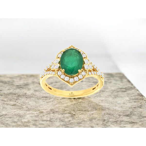14K Yellow Gold Emerald and Diamond Ring Size 6.75 Image 2 Quality Gem LLC Bethel, CT