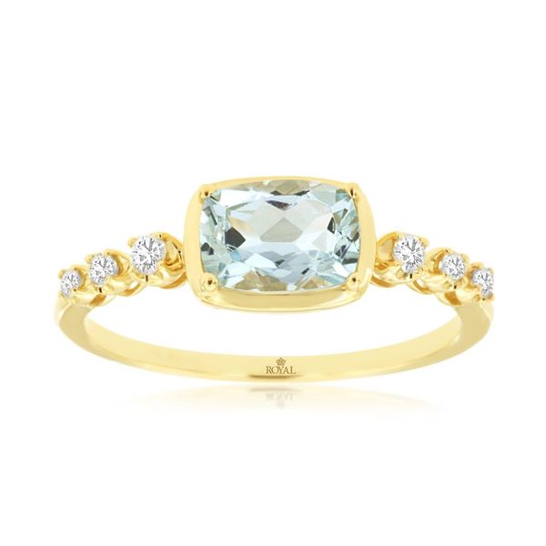 14KY Aquamarine and Diamond Ring Size 6.75 Quality Gem LLC Bethel, CT