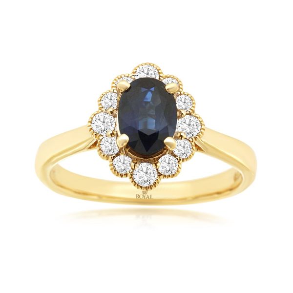 14K Yellow Gold Sapphire and Diamond Halo Ring Size 6.75 Quality Gem LLC Bethel, CT