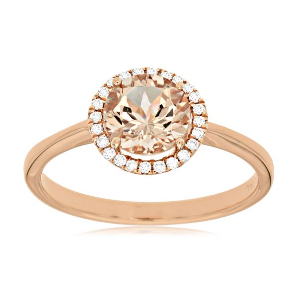 14K Rose Gold Morganite and Diamond Halo Ring Size 7 Quality Gem LLC Bethel, CT