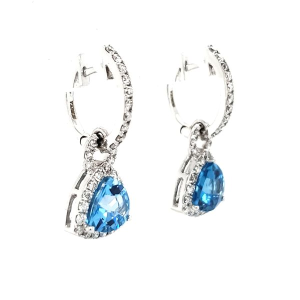 14K White Gold Trillian Blue Topaz & Diamond Dangle Earrings Image 3 Quality Gem LLC Bethel, CT