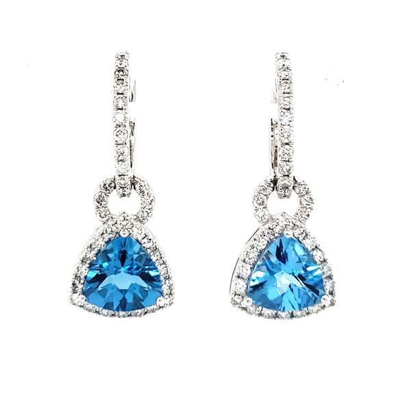14K White Gold Trillian Blue Topaz & Diamond Dangle Earrings Quality Gem LLC Bethel, CT
