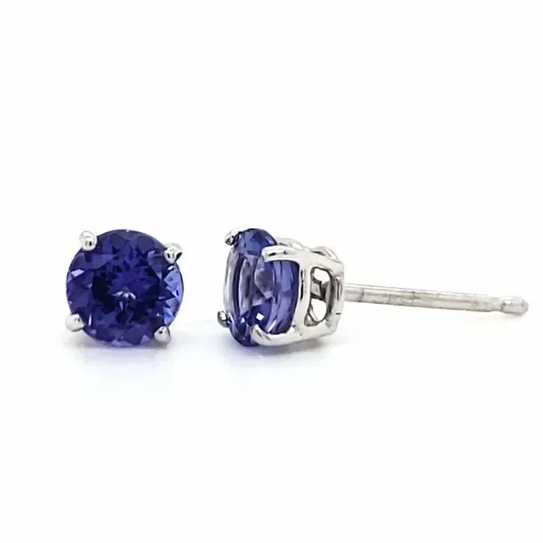 14K White Gold Tanzanite Stud Earrings Image 3 Quality Gem LLC Bethel, CT