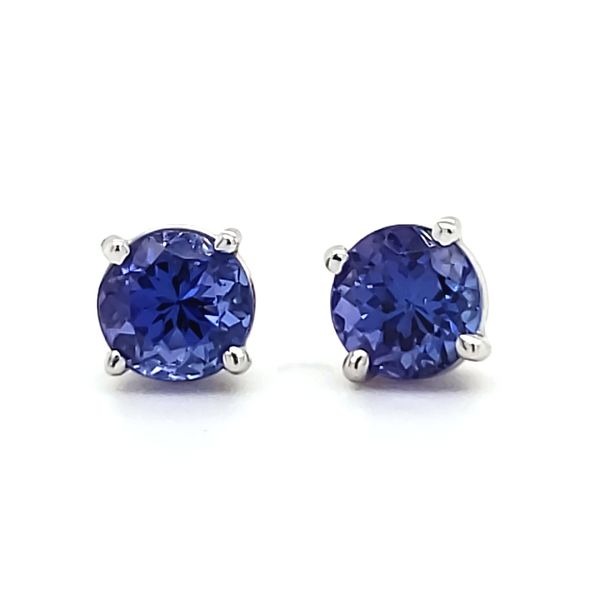 14K White Gold Tanzanite Stud Earrings Image 2 Quality Gem LLC Bethel, CT